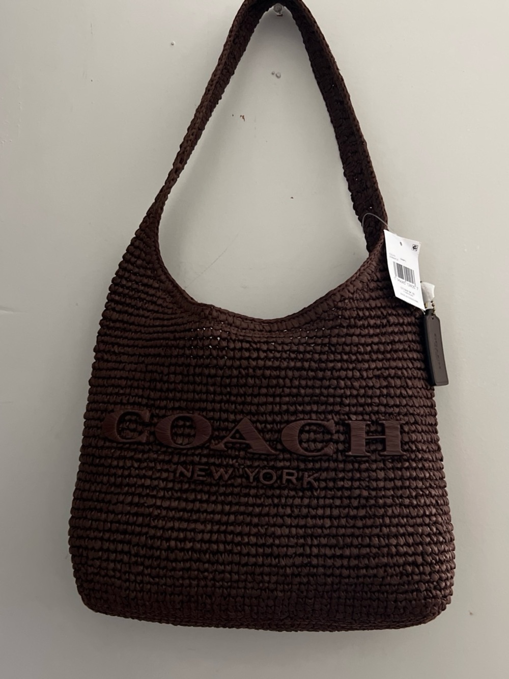 Coach Brooklyn 28 Brown Woven Logo Shoulder Bag